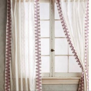 PAIR of long Boho Aztec Anthropologie Curtains